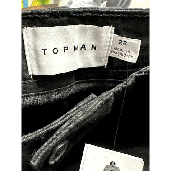 Topman Chino Shorts Functional Pockets Belt Loop Slim Fit Design Black M 28 NWT - Picture 9 of 10